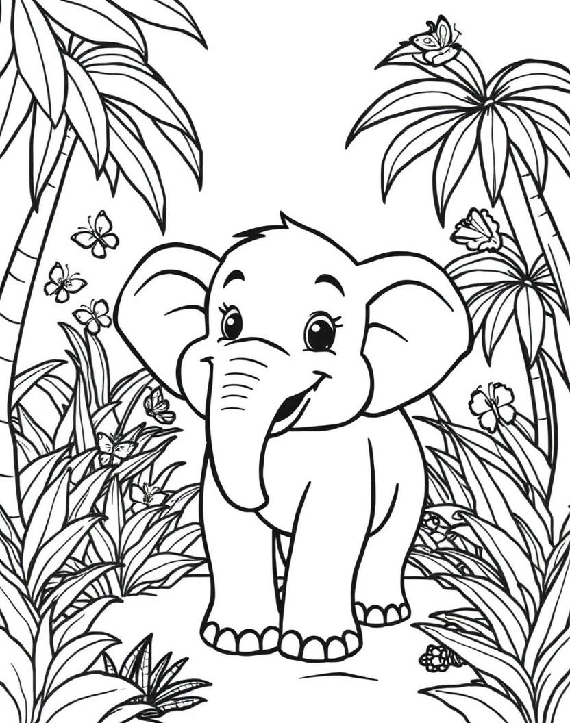 Jungle Friends — AI-generated kids coloring book page in the animals theme