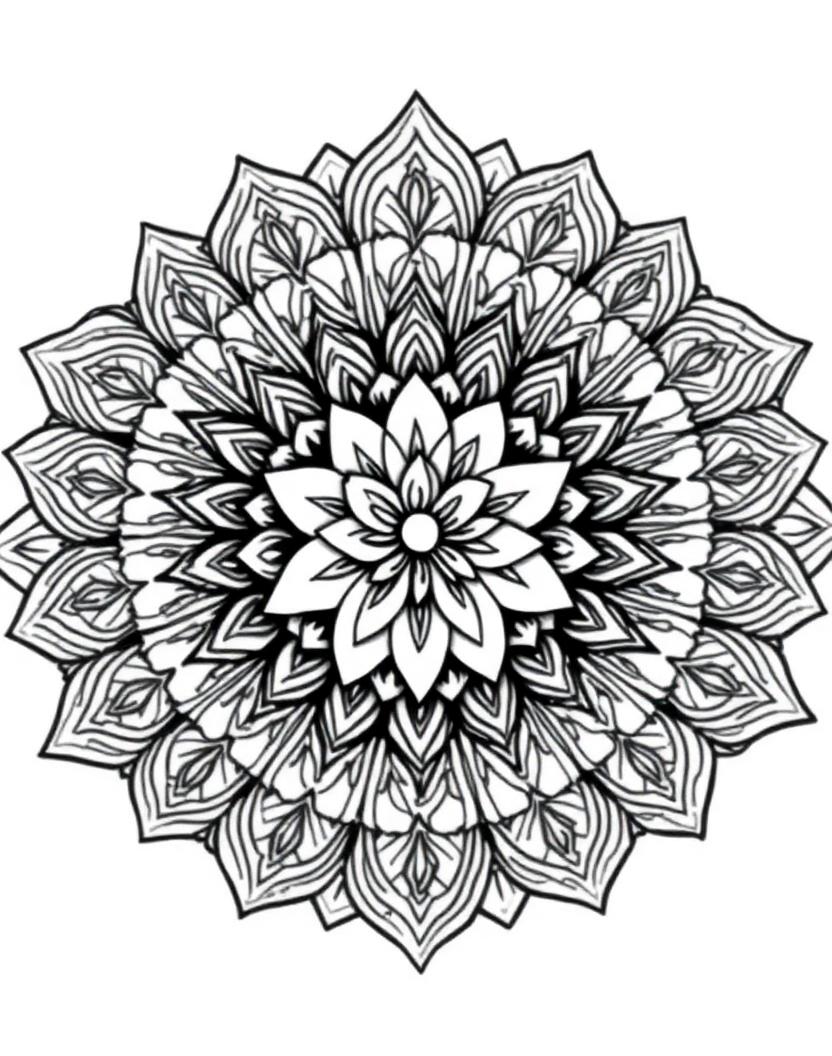 Floral Mandala — AI-generated adult coloring book page in the mandalas theme
